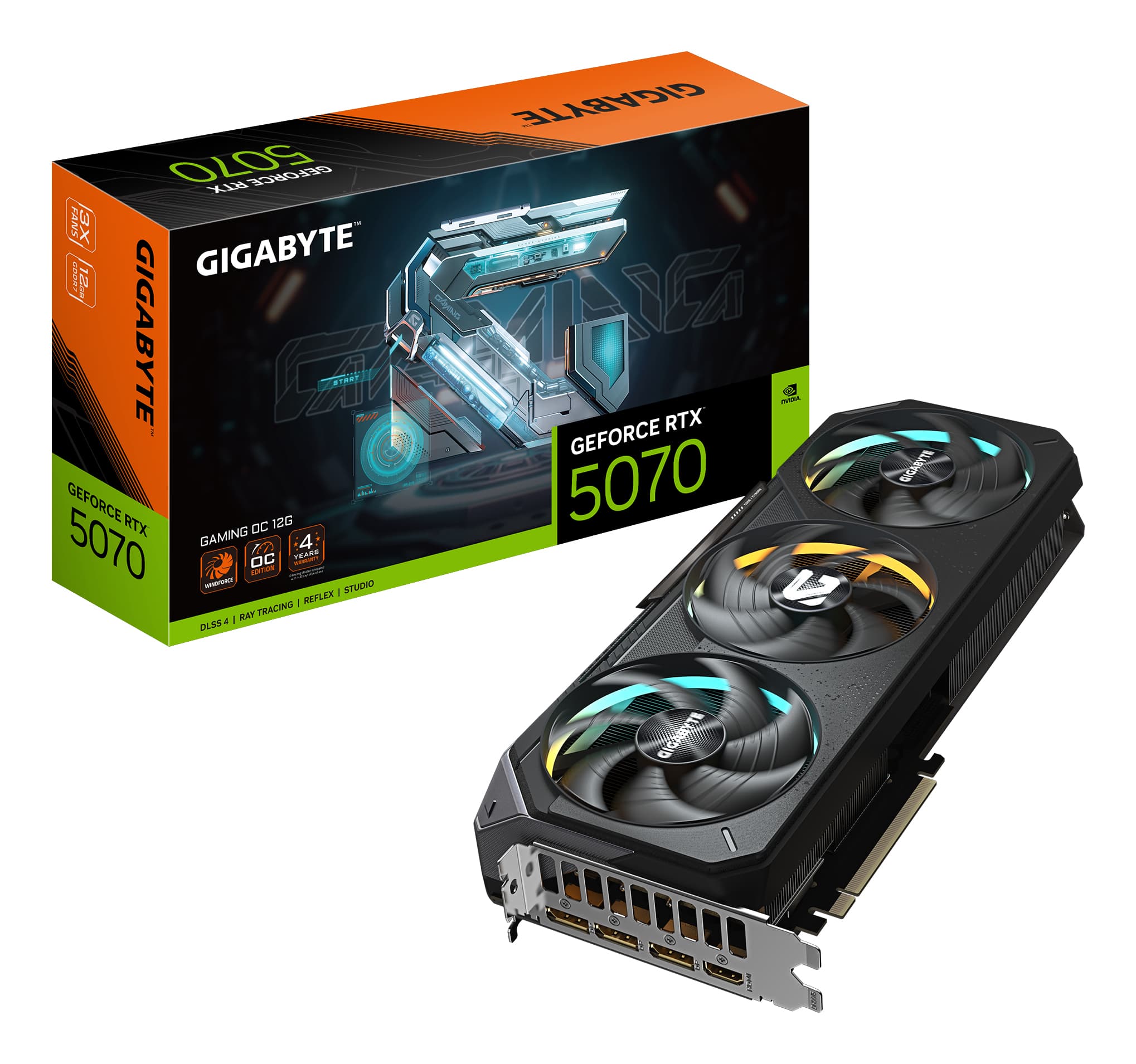 Gigabyte NVIDIA GeForce RTX 5070 GAMING OC 12GB GDDR7 Graphics Card, 6144 CUDA Cores, 2625 MHz Core Clock, Triple Fan, RGB, 3x DisplayPorts / 1x HDMI Port