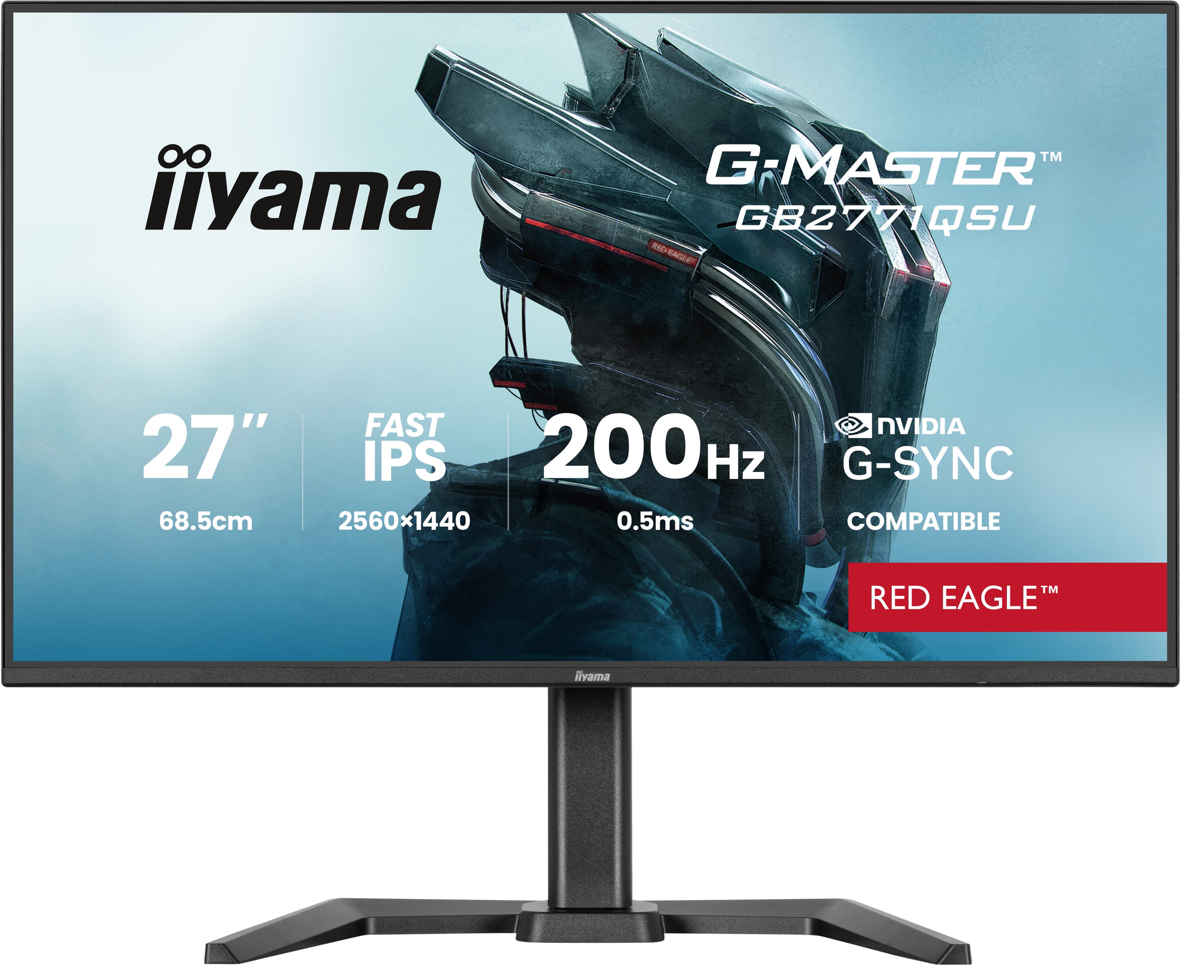 iiyama G-Master Red Eagle gaming monitor GB2771QSU-B1 27" Black, Height Adjustable, QHD Resolution, Ultra Slim Bezel, IPS, 200Hz, 0.5ms, Nvidia G-Sync, HDMI, Display Port, USB Hub