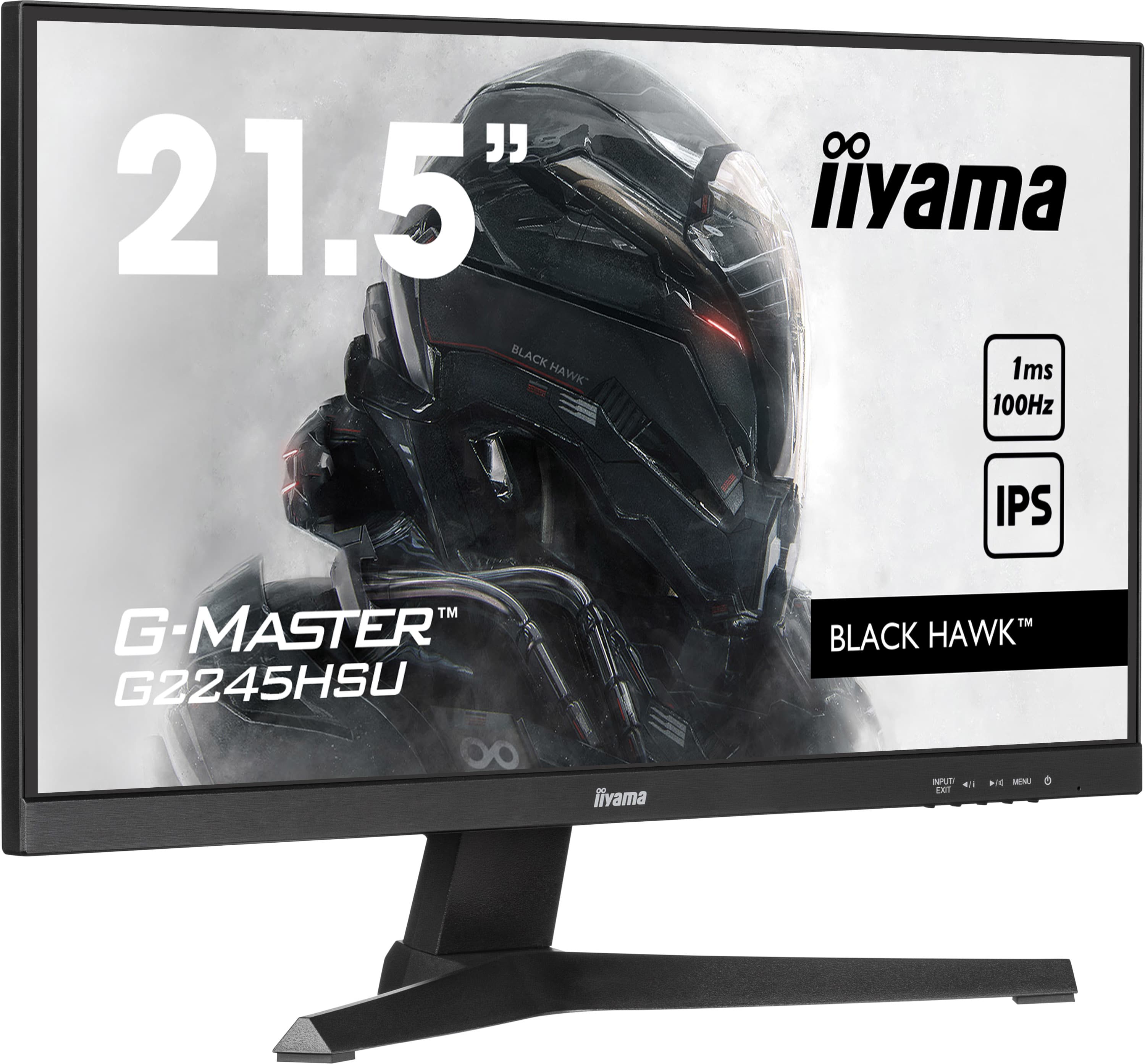 iiyama G-MASTER G2245HSU-B2 22 inch IPS Gaming Monitor, Full HD, 1ms, HDMI, DisplayPort, USB Hub, Freesync, 100Hz, Speakers, Black, Internal PSU, VESA