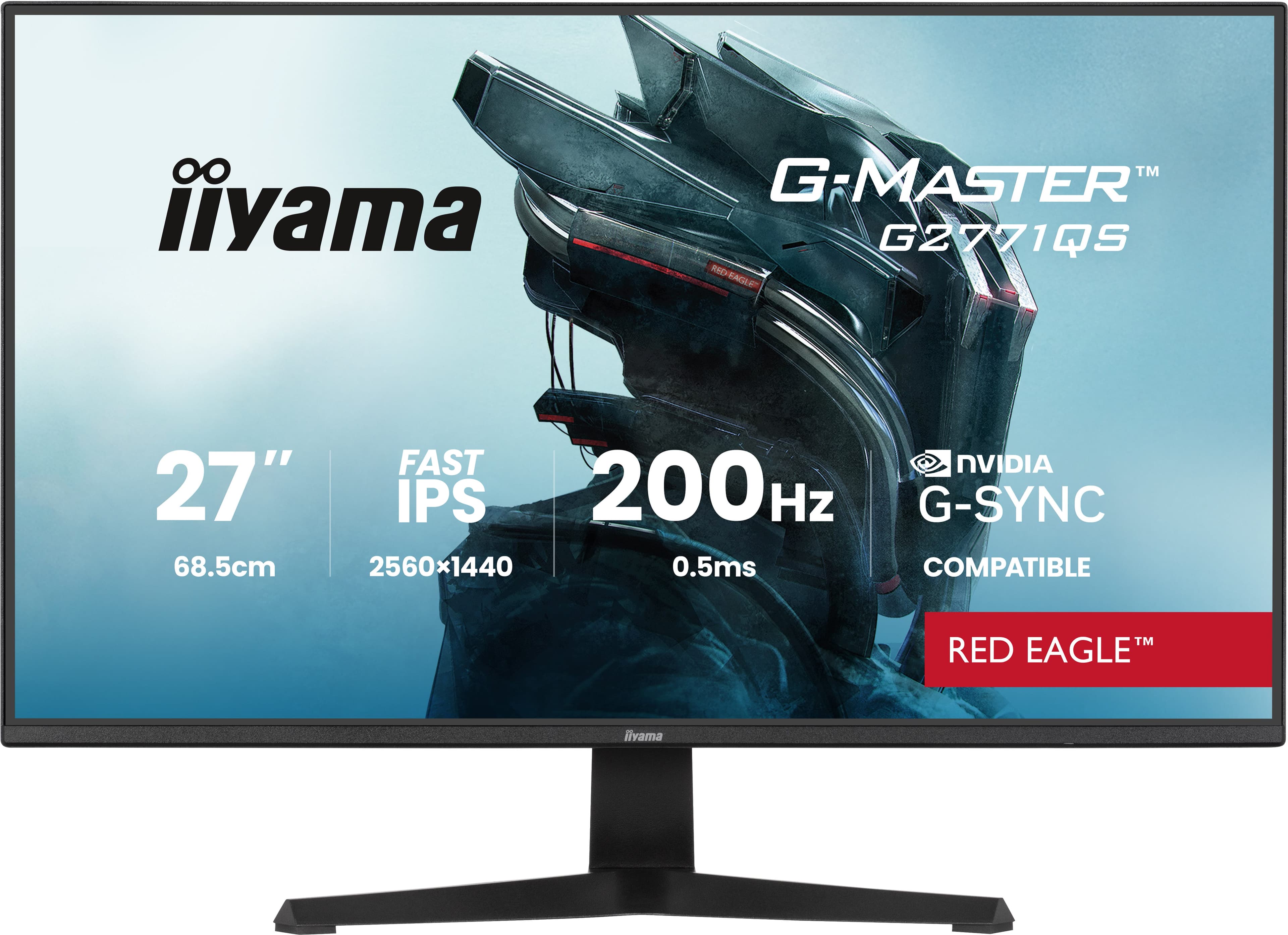 iiyama G-Master Red Eagle gaming monitor G2771QS-B1 27" Black, Ultra Slim Bezel, QHD Resolution, IPS, 200Hz, 0.5ms, Nvidia G-Sync, HDMI, Display Port, Black Tuner
