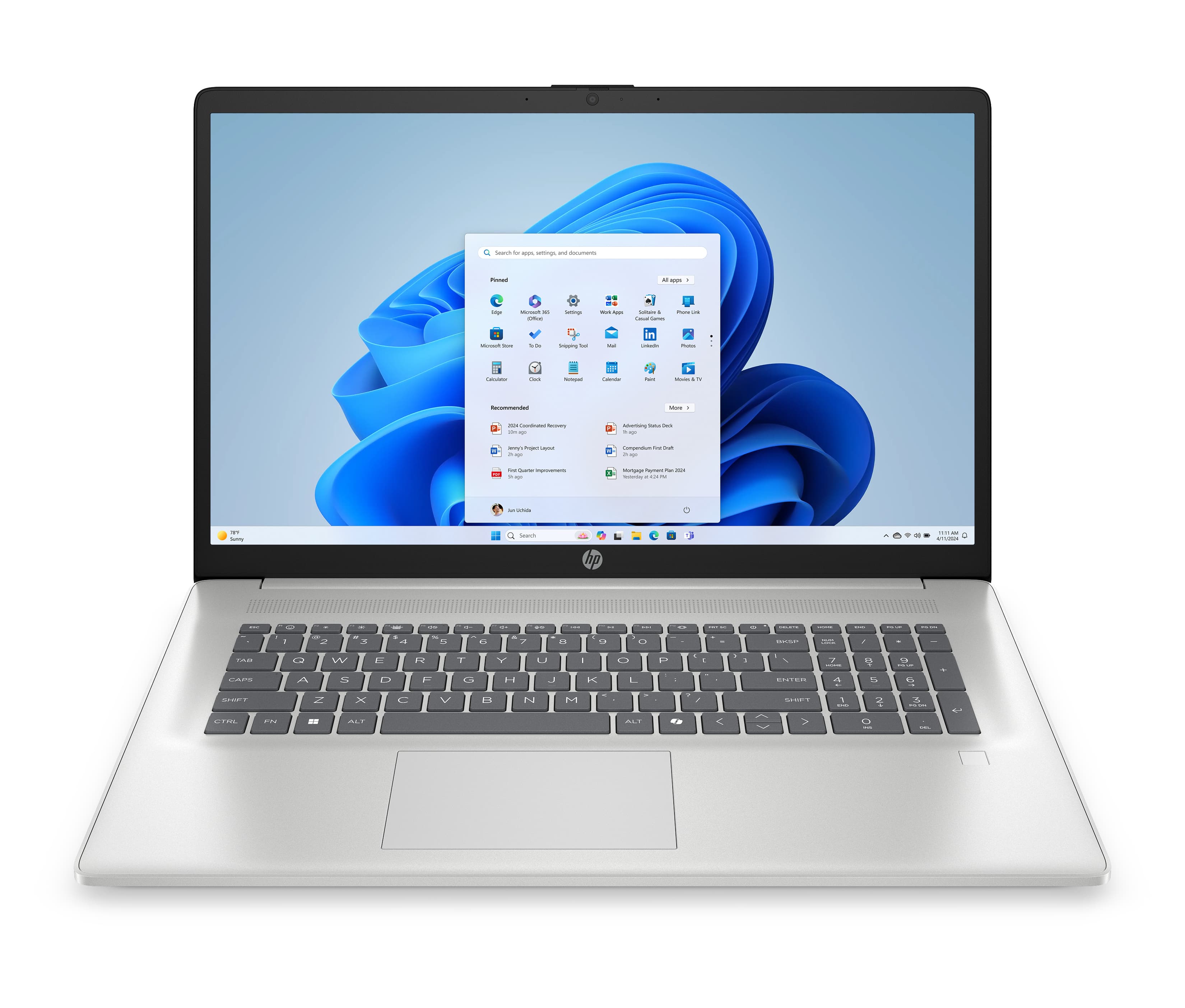 HP 17-cp2009na Laptop, 17.3 Inch Full HD Screen, AMD Ryzen 3-7320U Processor, 8GB RAM, 512GB SSD, Radeon Graphics, Windows 11 Home