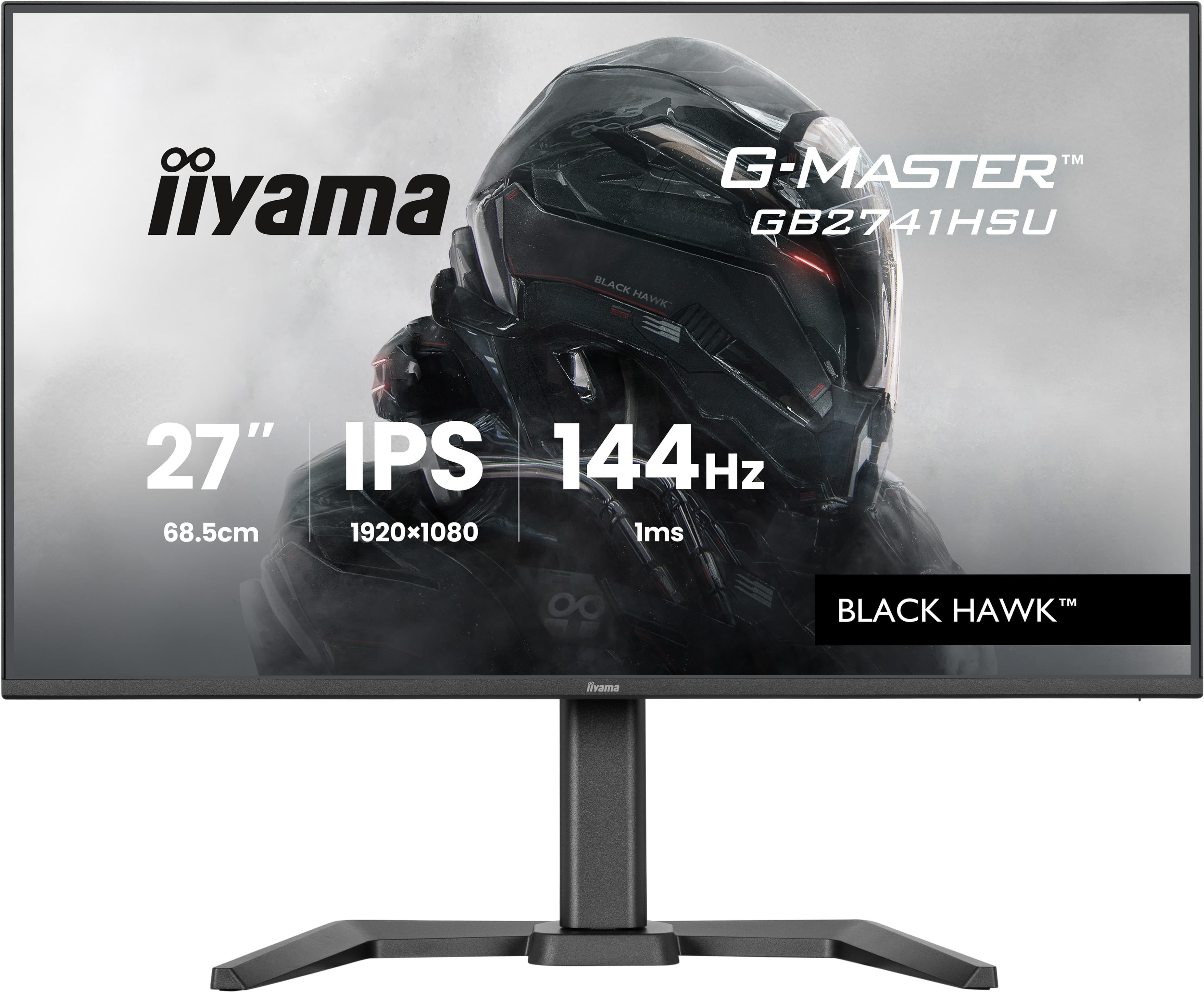 iiyama G-Master Black Hawk gaming monitor GB2741HSU-B1 27" Black, Height Adjustable, IPS, Ultra Slim Bezel, Full HD, 144Hz, 1ms, FreeSync, HDMI, Display Port, USB Hub