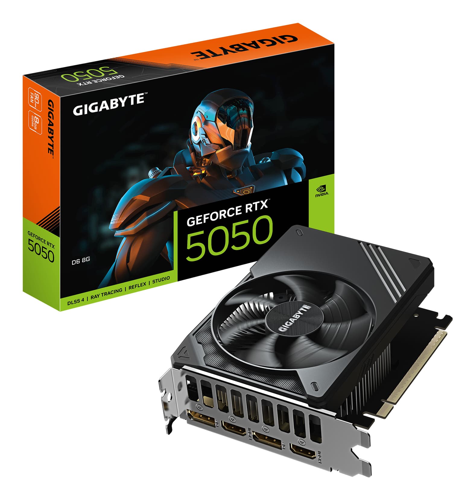 Gigabyte NVIDIA GeForce RTX 5050 D6 8GB GDDR6 Graphics Card, 2560 CUDA Cores, 2572 MHz Core Clock, Single Fan, 2x DisplayPorts / 2x HDMI Ports