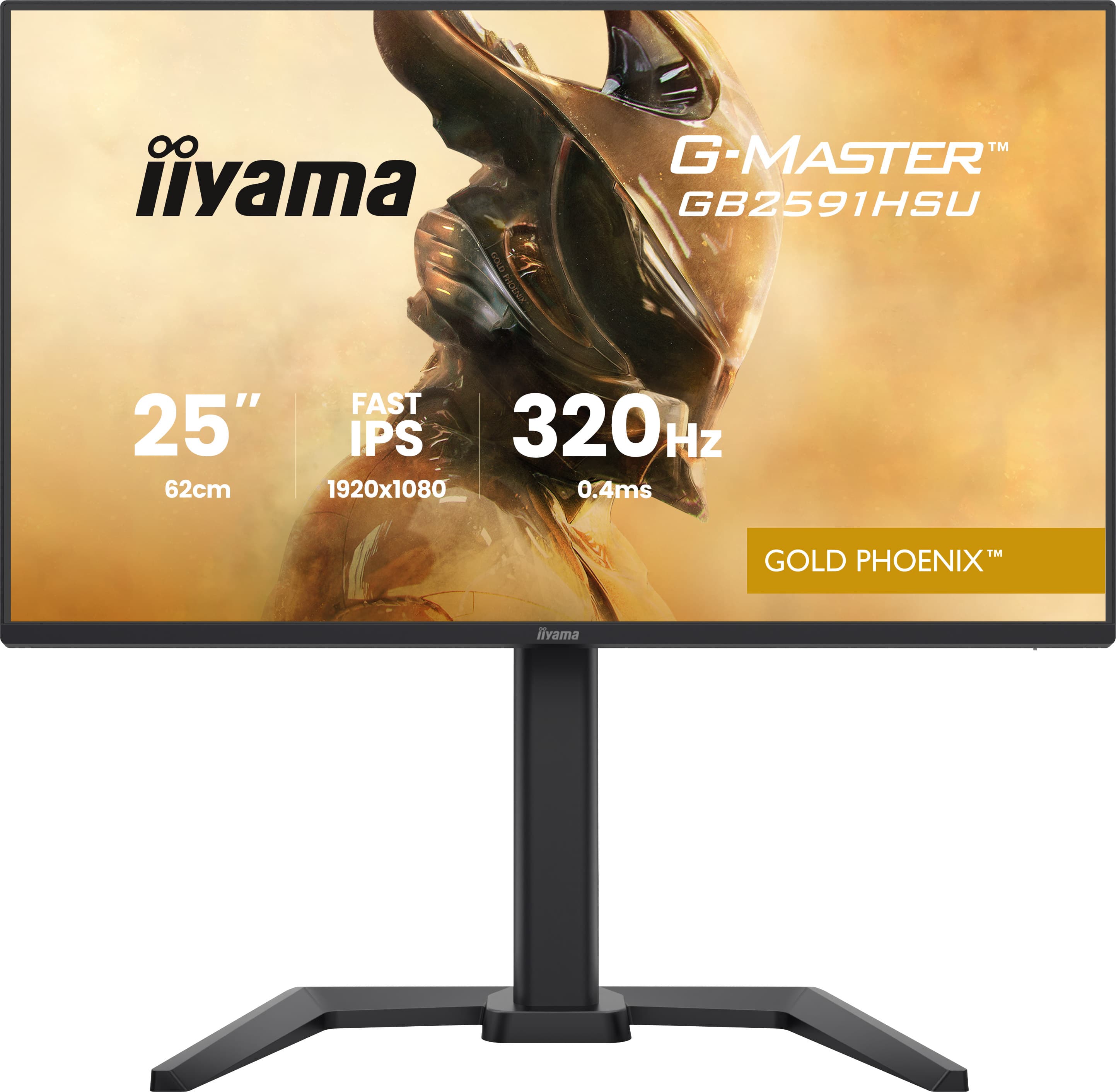 iiyama G-Master GB2591HSU-B1 24.5-Inch Fast IPS LCD, 1920x1080, up to 320Hz, 350 cd/m2 Brightness, 0.4ms MPRT , 2 x HDMI 2.1 + 1 x DP, USB Hub 2x USB 3.2 + 2x USB-C, G-SYNC Compatible/FreeSync Premium, HDR10, 2x2W Speakers, Aux, Height Adjustable Stand