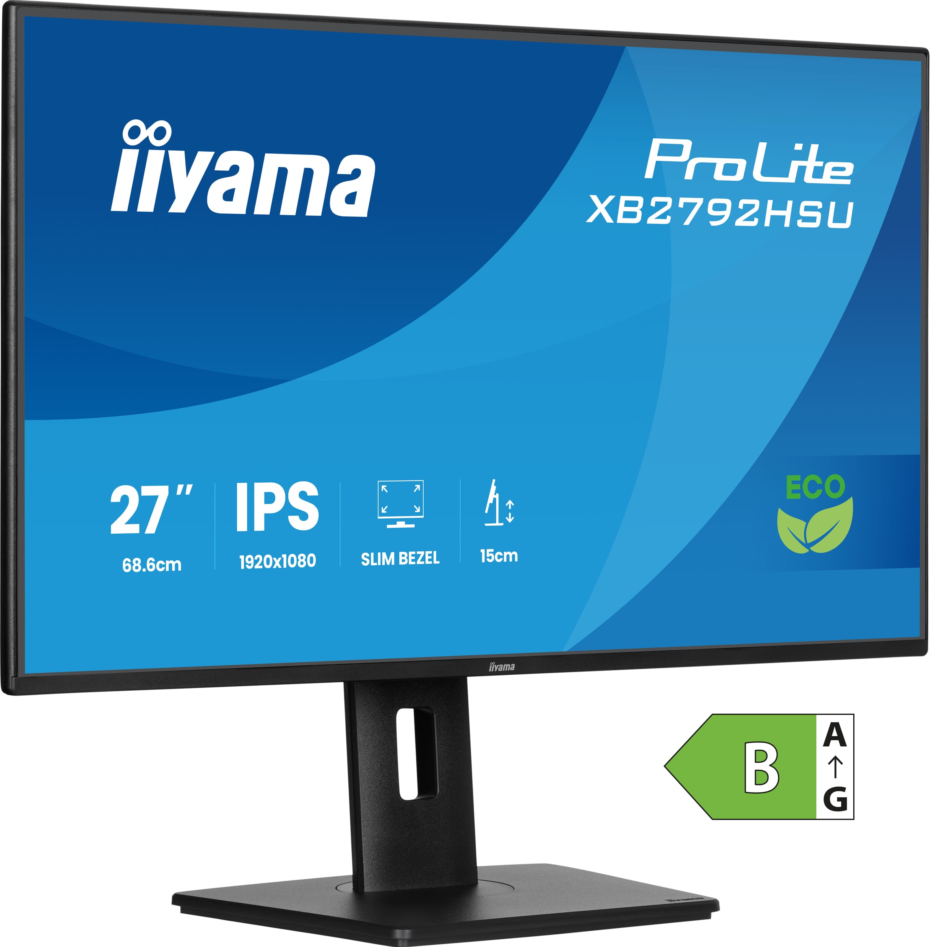 iiyama XB2792HSU-B1 27-Inch Eco IPS LCD, 120Hz, 1ms, Eyesafe & EyeComfort Certified, 1920x1080, 300 cd/m (2) Brightness, 1x HDMI,1 x DisplayPort, 2 x USB, 2 x 2W Speakers, TCO10, TUV-GS, Epeat Silver, Height Adjustable Stand