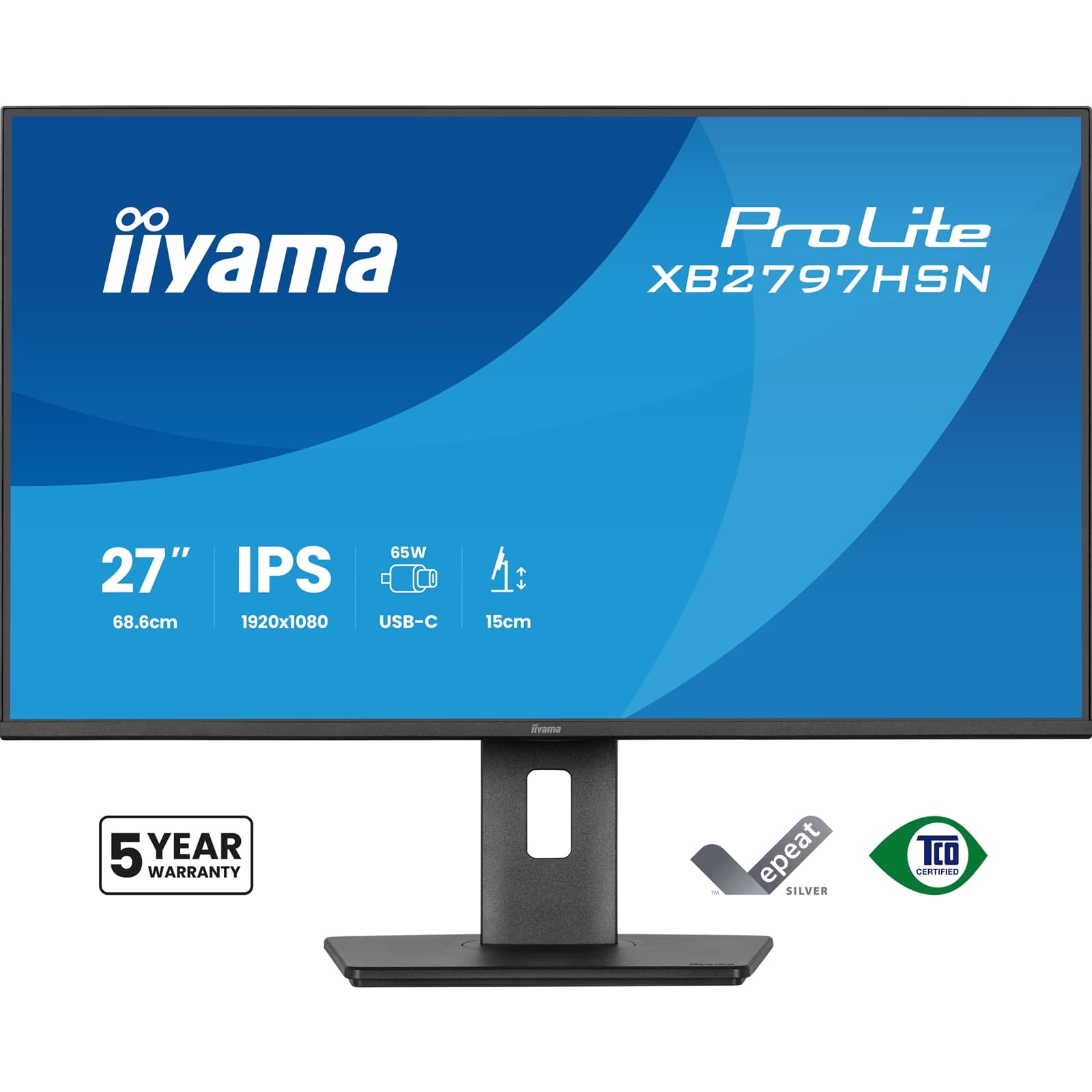 iiyama PROLITE XB2797HSN-B1 27 inch IPS Monitor, Full HD, 1ms, HDMI, DisplayPort, Freesync, 100Hz, Speakers, Black, Internal PSU